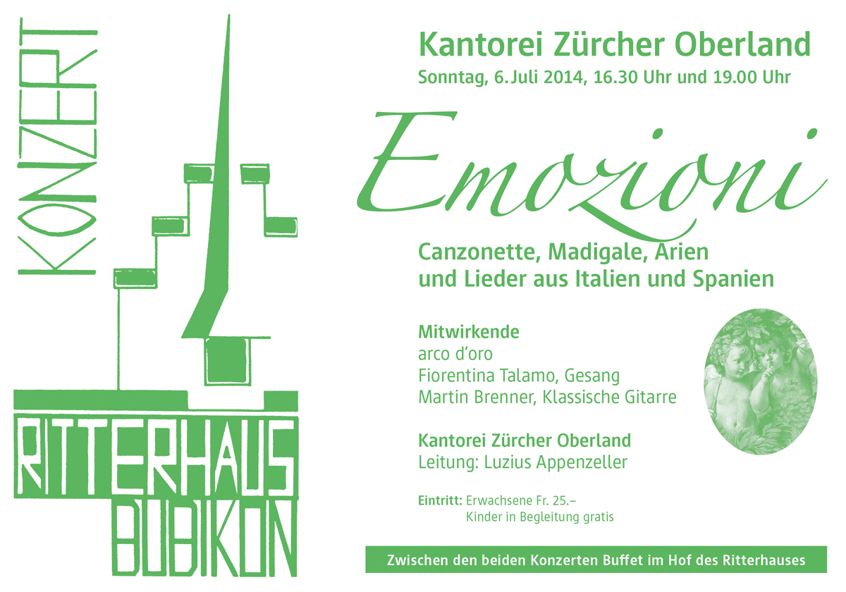 Kantorei Zürcher Oberland – Konzertplakat Ritterhauskonzert 2014